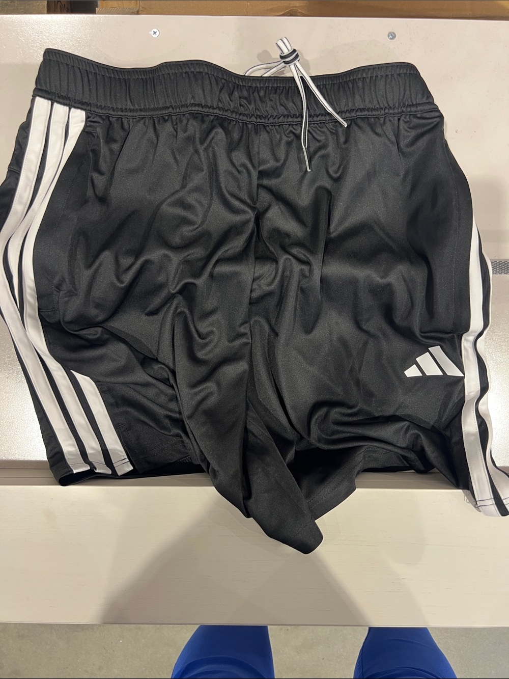 adidas Men’s Black Athletic Shorts with White Three-Stripes